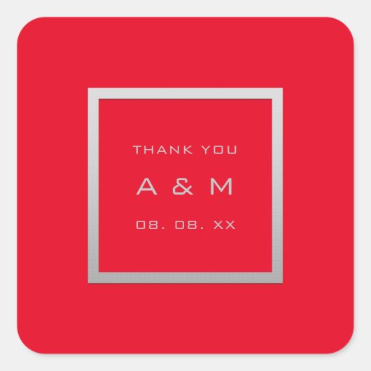 Monogram Dankeschön Graues Rahmen Silver Wedding G Quadratischer Aufkleber (Vorderseite)