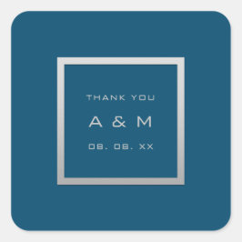Monogram Dankeschön Gray Frame Silver Wedding Gray Quadratischer Aufkleber