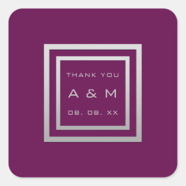 Monogram Dankeschön Gray Frame Silver Wedding Mars Quadratischer Aufkleber