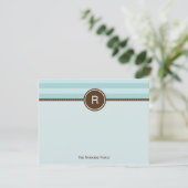 Monogram Dankeschön Karte - Blaue Streifen (Stehend Vorderseite)