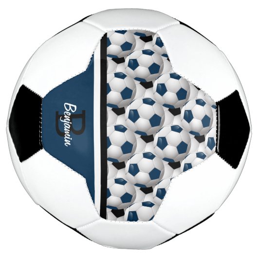 Monogram Dark Blue Black Soccer Ball Pattern (Gedreht)