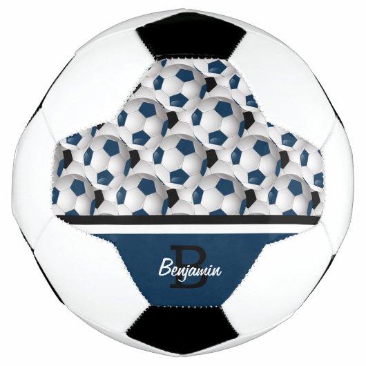 Monogram Dark Blue Black Soccer Ball Pattern (Vorderseite)