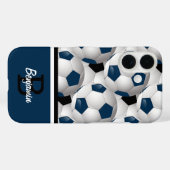 Monogram Dark Blue Black Soccer Ball Pattern Case-Mate iPhone Hülle (Rückseite (Horizontal))