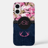 Monogram Dark Blue Jeans Pink Antler Niedliche Cam Case-Mate iPhone Hülle (Rückseite)