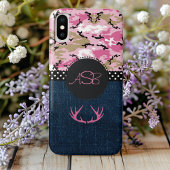 Monogram Dark Blue Jeans Pink Antler Niedliche Cam Case-Mate iPhone Hülle