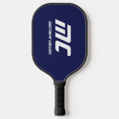 Monogram Dark Blue Minimalistisch Name White Text Pickleball Schläger (Vorderseite)