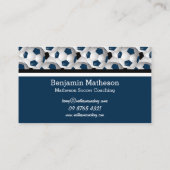 Monogram Dark Blue Soccer Ball Muster Visitenkarte (Rückseite)