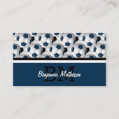 Monogram Dark Blue Soccer Ball Muster Visitenkarte (Vorderseite)