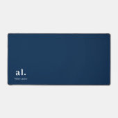 Monogram Dark Blue Stilvoll Moderner Minimalistisc Schreibtischunterlage (Vorderseite)