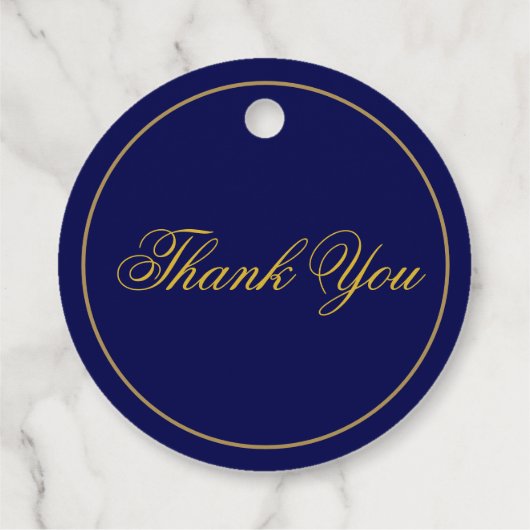 Monogram Dark Blue und Gold Wedding Vielen Dank Geschenkanhänger (Rückseite)