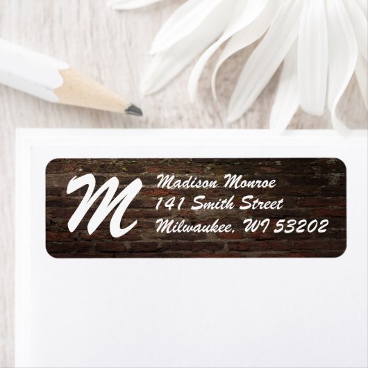 Monogram Dark Brick Wall Return Label (Insitu)