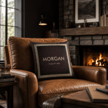 Monogram Dark Brown Imitats Lederwurfkissen