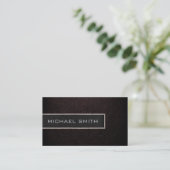 Monogram Dark Brown Leather Look Visitenkarte (Stehend Vorderseite)