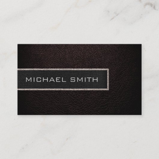 Monogram Dark Brown Leather Look Visitenkarte (Vorderseite)