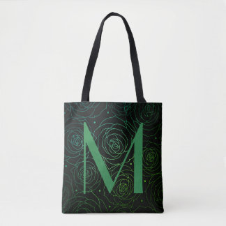 Monogram Dark Floral Rose Motivational Quote  Tasche