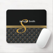 Monogram Dark Gold & Black Muster Design Mousepad (Mit Mouse)