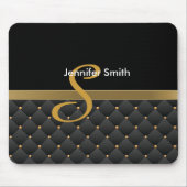 Monogram Dark Gold & Black Muster Design Mousepad (Vorne)