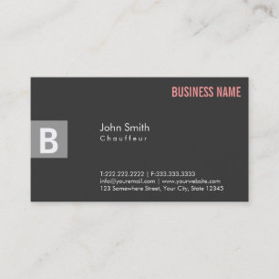 Monogram Dark Gray Chauffeur Business Card Visitenkarte