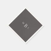 Monogram Dark Gray Elegant Wedding Cocktail Serviette (Ecke)