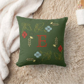 Monogram Dark Green Blume Hochzeitskissen Kissen (Decke)