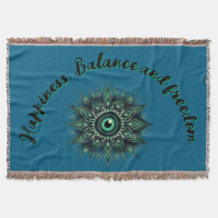 Monogram Dark Green Evil Eye Green Symbol auf blau Decke