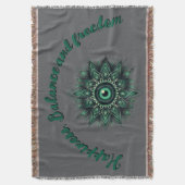 Monogram Dark Green Evil Eye Symbol auf grau | Decke (Vorderseite Vertikal)