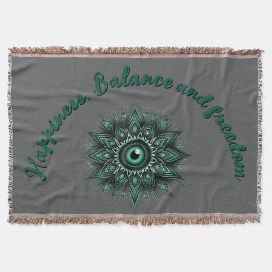 Monogram Dark Green Evil Eye Symbol auf grau | Decke (Vorderseite)