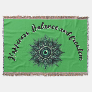 Monogram Dark Green Evil Eye Symbol auf grün   Decke