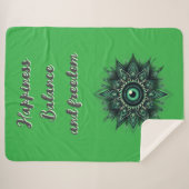 Monogram Dark Green Evil Eye Symbol auf grün | Sherpadecke (Vorderseite (Horizontal))