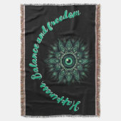 Monogram Dark Green Evil Eye Symbol auf schwarz | Decke (Vorderseite Vertikal)