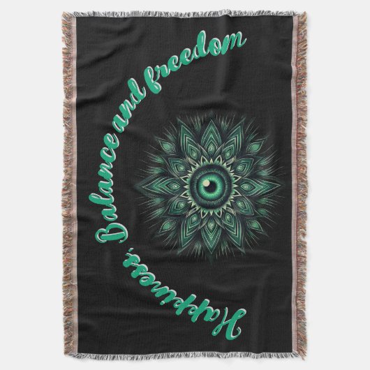 Monogram Dark Green Evil Eye Symbol auf schwarz | Decke (Vorderseite Vertikal)