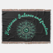 Monogram Dark Green Evil Eye Symbol auf schwarz | Decke (Vorderseite)