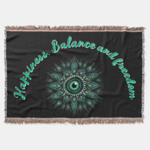 Monogram Dark Green Evil Eye Symbol auf schwarz Decke
