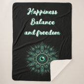 Monogram Dark Green Evil Eye Symbol auf schwarz | Sherpadecke (Vorderseite)