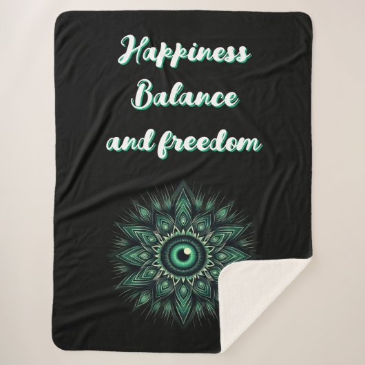 Monogram Dark Green Evil Eye Symbol auf schwarz | Sherpadecke (Vorderseite)