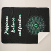 Monogram Dark Green Evil Eye Symbol auf schwarz | Sherpadecke (Vorderseite (Horizontal))