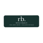 Monogram Dark Green Stilvoll Moderne Rücksendeadre (Vorne)