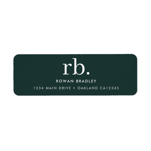 Monogram Dark Green Stilvoll Moderne Rücksendeadre (Vorne)