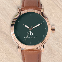 Monogram Dark Green Stilvoll Modernes Minimalistis Armbanduhr