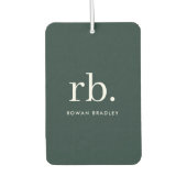 Monogram Dark Green Stylish Modern Minimalist Autolufterfrischer (Vorderseite)