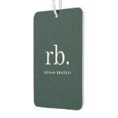 Monogram Dark Green Stylish Modern Minimalist Autolufterfrischer (Links)