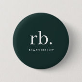 Monogram Dark Green Stylish Modern Minimalist Button (Vorderseite)
