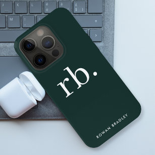 Monogram Dark Green Stylish Modern Minimalist Case-Mate iPhone Hülle