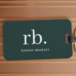 Monogram Dark Green Stylish Modern Minimalist Gepäckanhänger