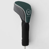 Monogram Dark Green Stylish Modern Minimalist Golf Headcover (angewinkelt)