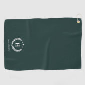 Monogram Dark Green Stylish Modern Minimalist Golfhandtuch (Horizontal)