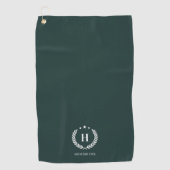 Monogram Dark Green Stylish Modern Minimalist Golfhandtuch (Vorderseite)