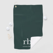 Monogram Dark Green Stylish Modern Minimalist Golfhandtuch (Insitu)