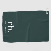 Monogram Dark Green Stylish Modern Minimalist Golfhandtuch (Horizontal)