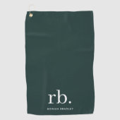 Monogram Dark Green Stylish Modern Minimalist Golfhandtuch (Vorderseite)